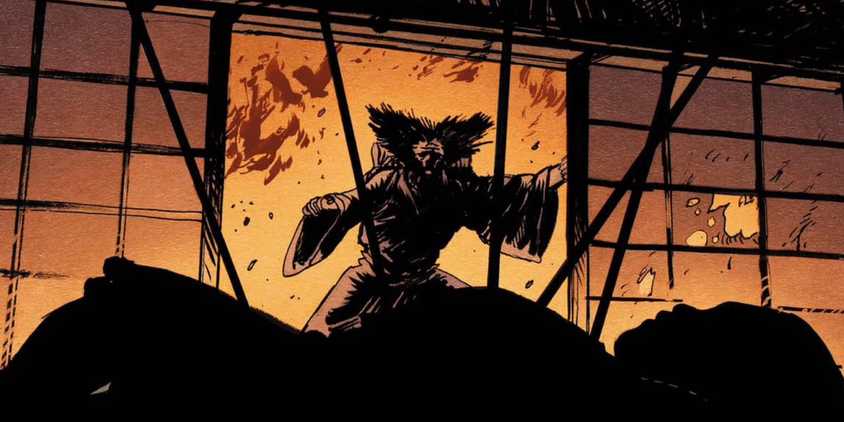 Wolverine #400 art by Daniel Warren Johnson - Wolverine finds Itsu murdered