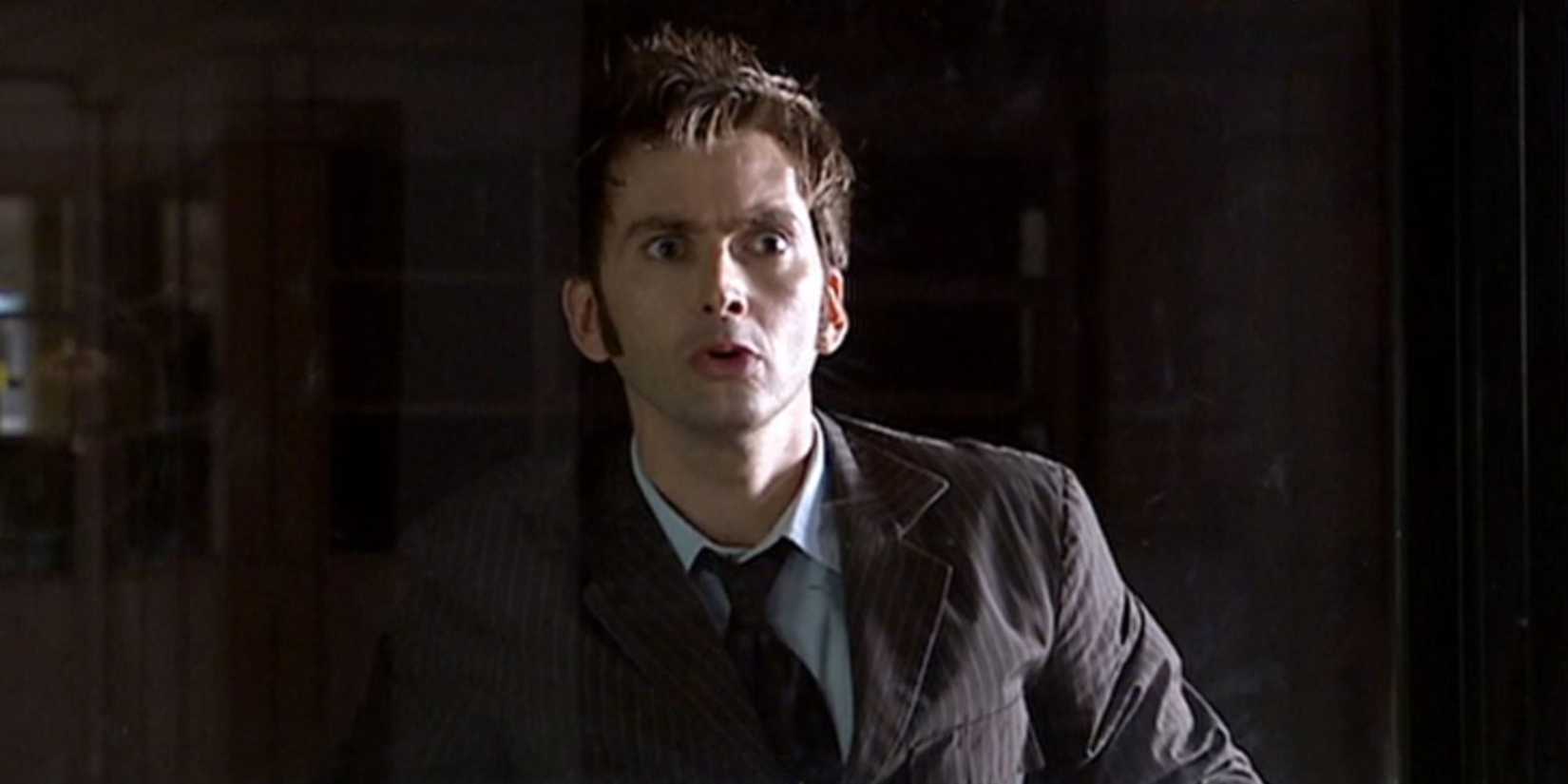 David Tennant's Tenth Doctor looking confused in Doctor Who