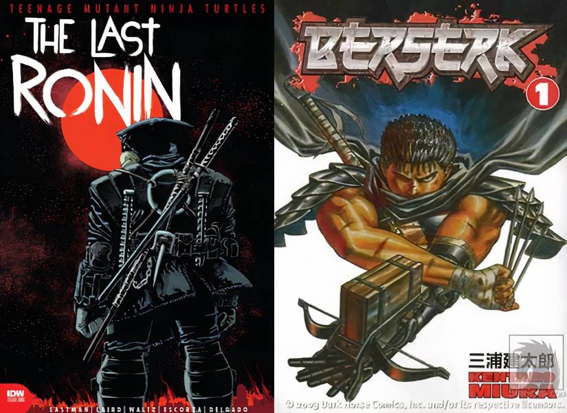 TMNT: The Last Ronin cover and Berserk Vol. 1 cover side-by-side.