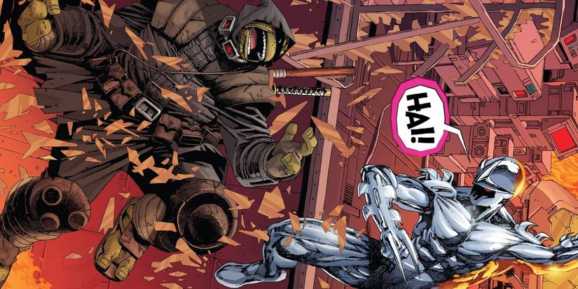 TMNT's The Last Ronin fighting the descendent of the Shredder.