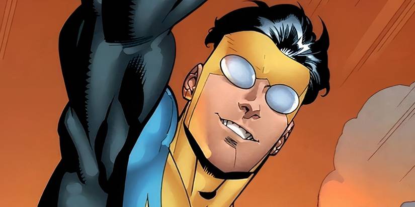 Mark Grayson aka Invincible flying through the air.