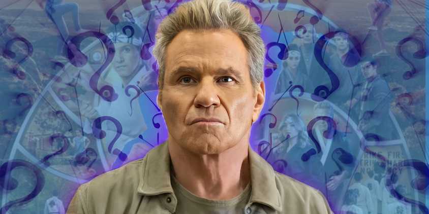 Martin Cove's John Kreese with a Cobra Kai collage in the background