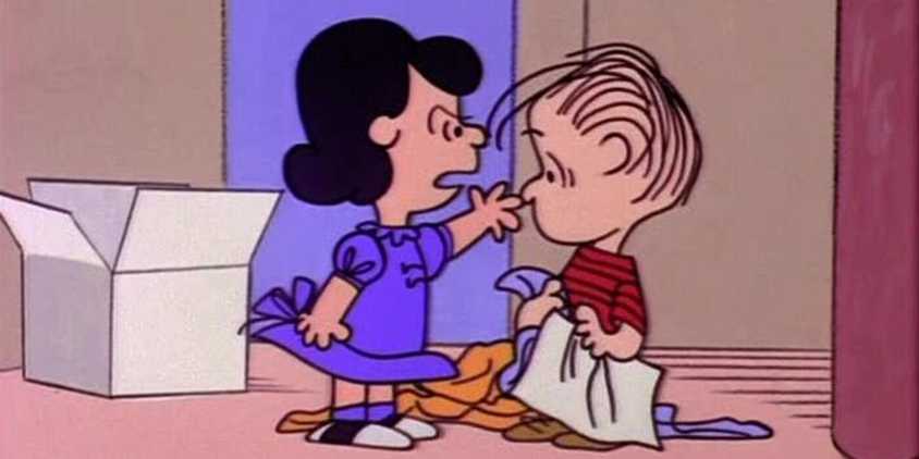Lucy yelling at Linus.