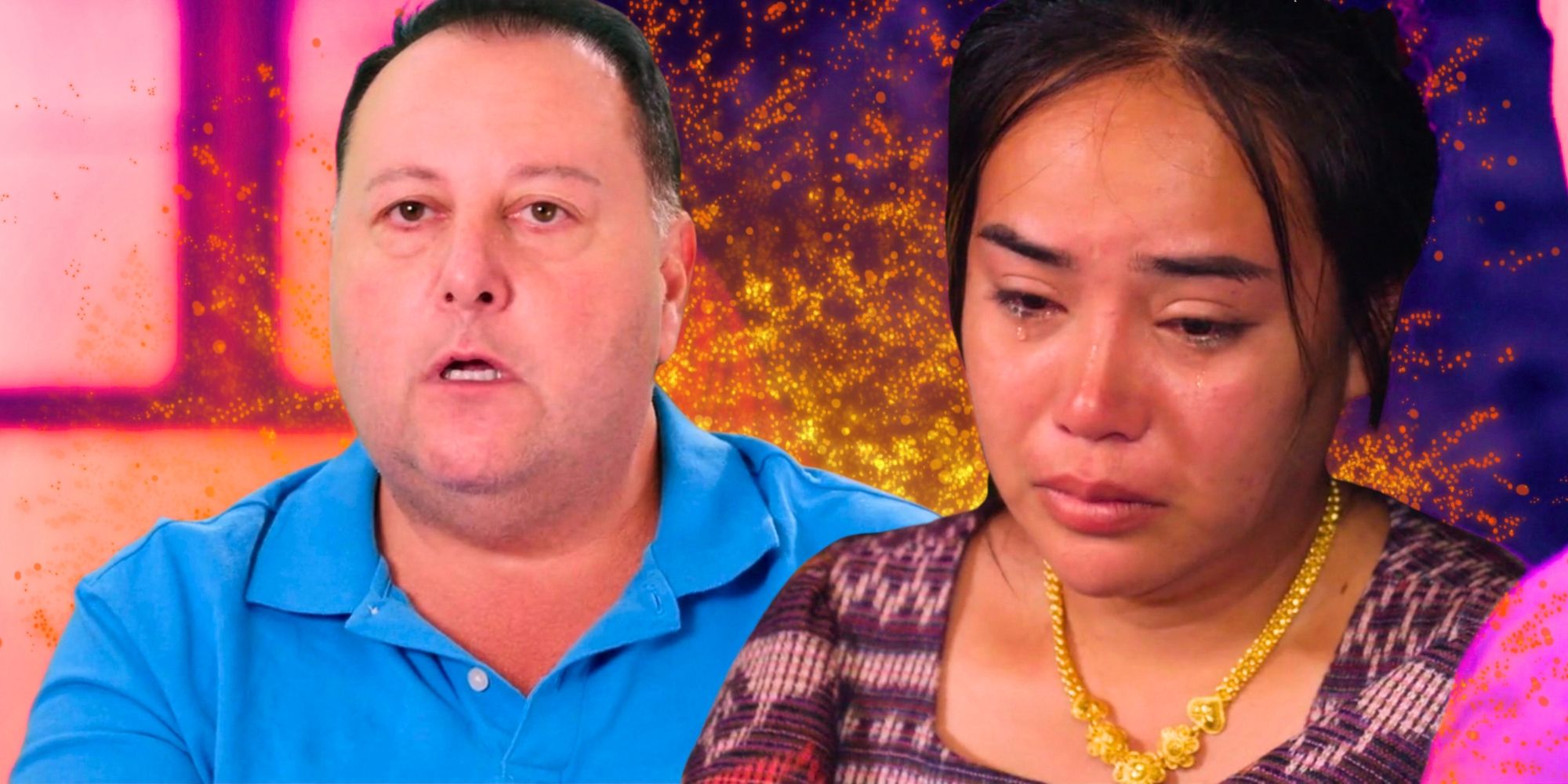 90 Day Fiancé’s David Toborowsky looks shocked and Annie Suwan is emotional