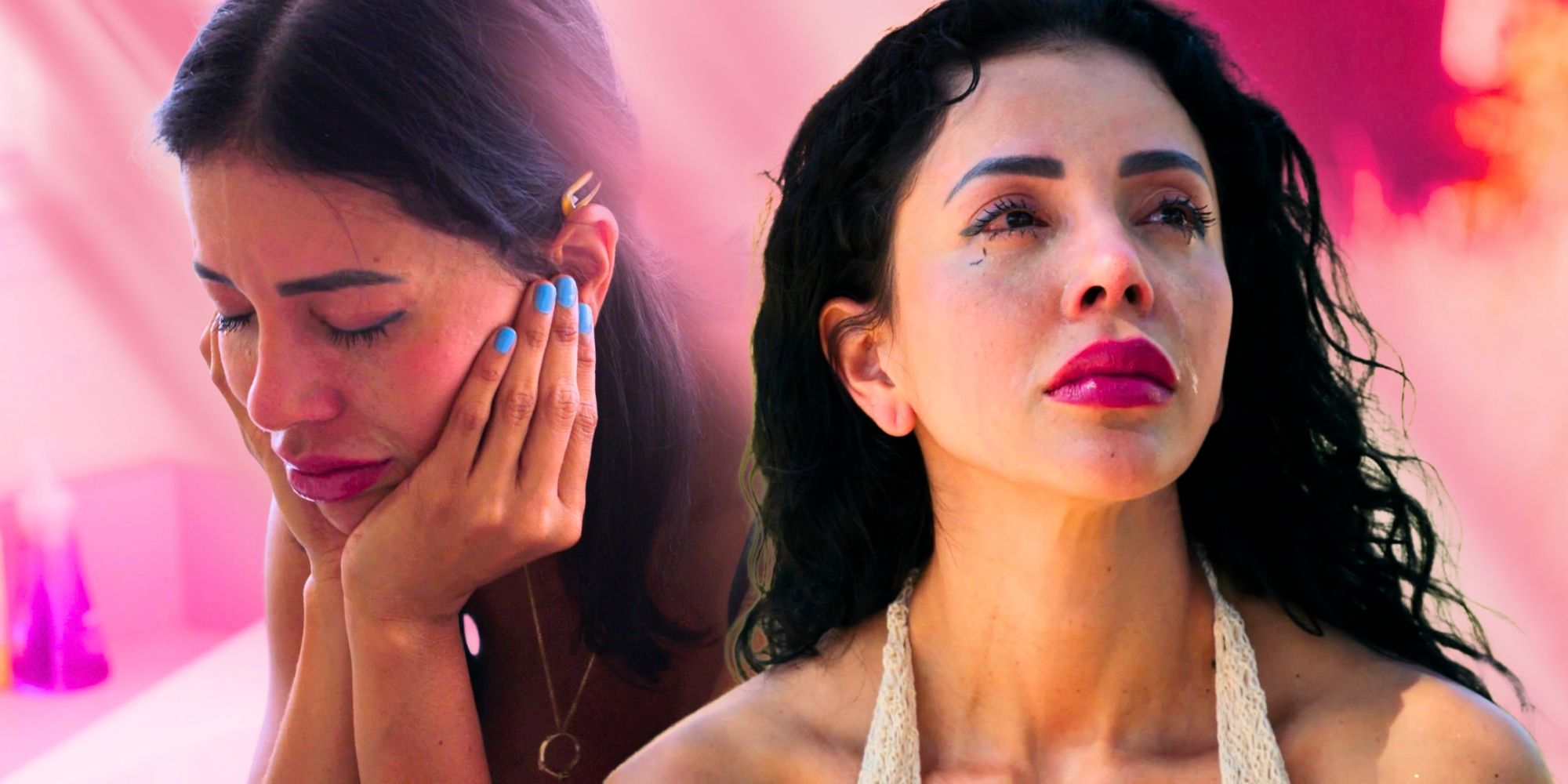 90 Day Fiancé’s Jasmine Pineda looks somber and emotional in a montage image.