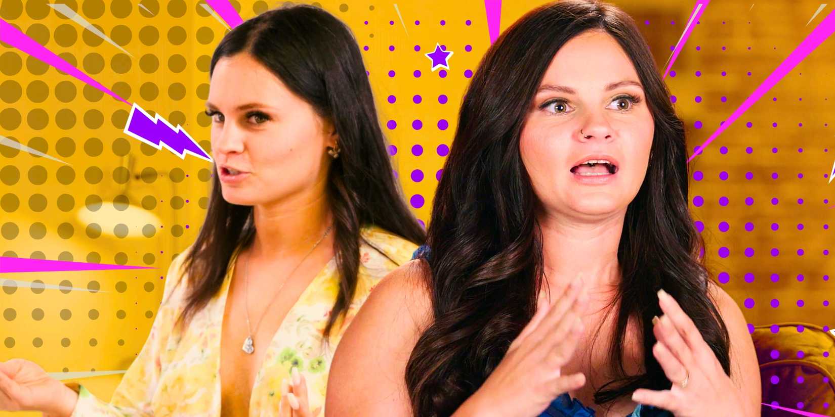 90 Day Fiancé’s Julia Trubkina looks slightly angry, with a purple lightning bolt next to her.