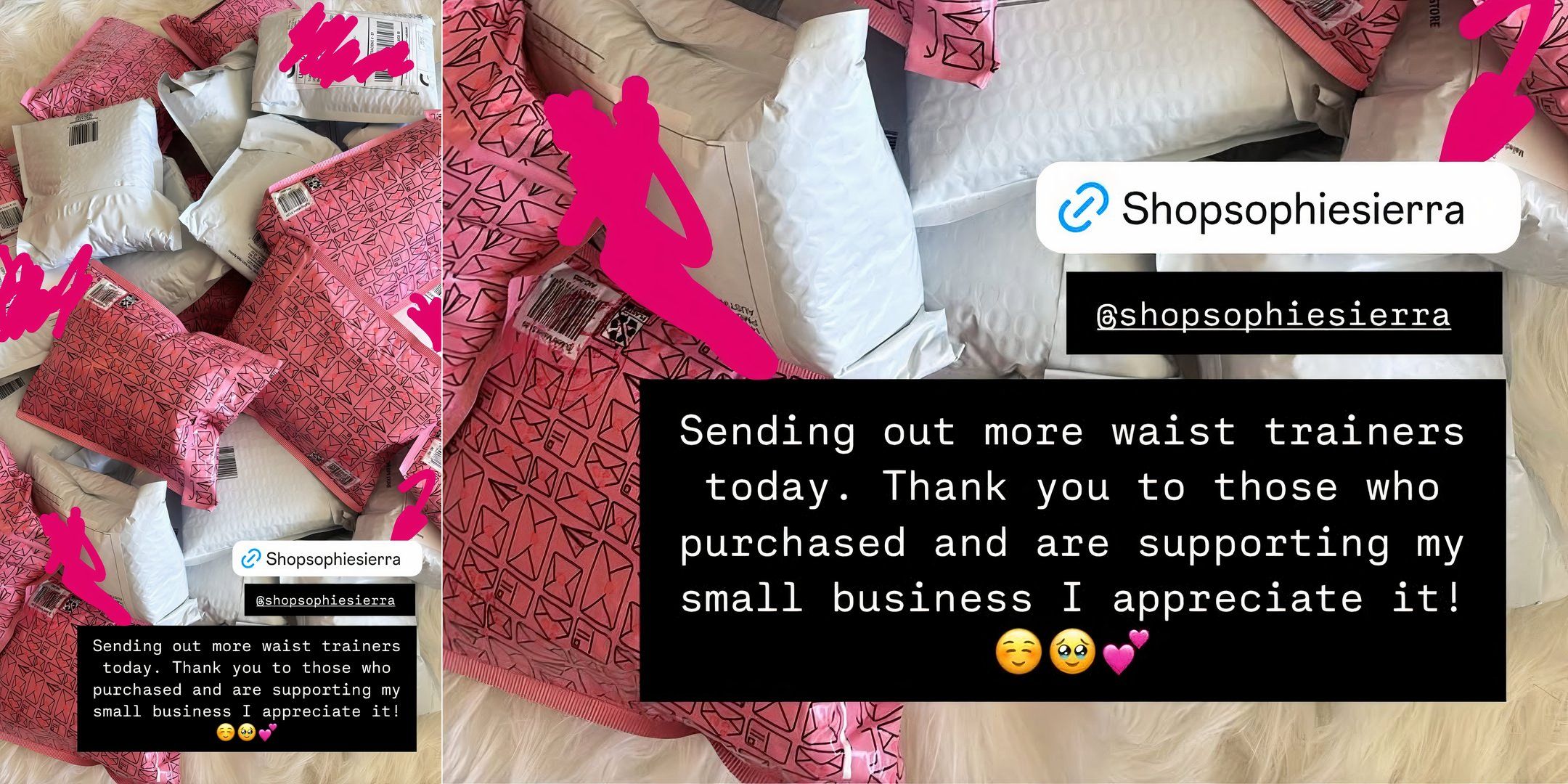 90 Day Fiancé's Sophie Sierra Instagram Story shipping waist trainers