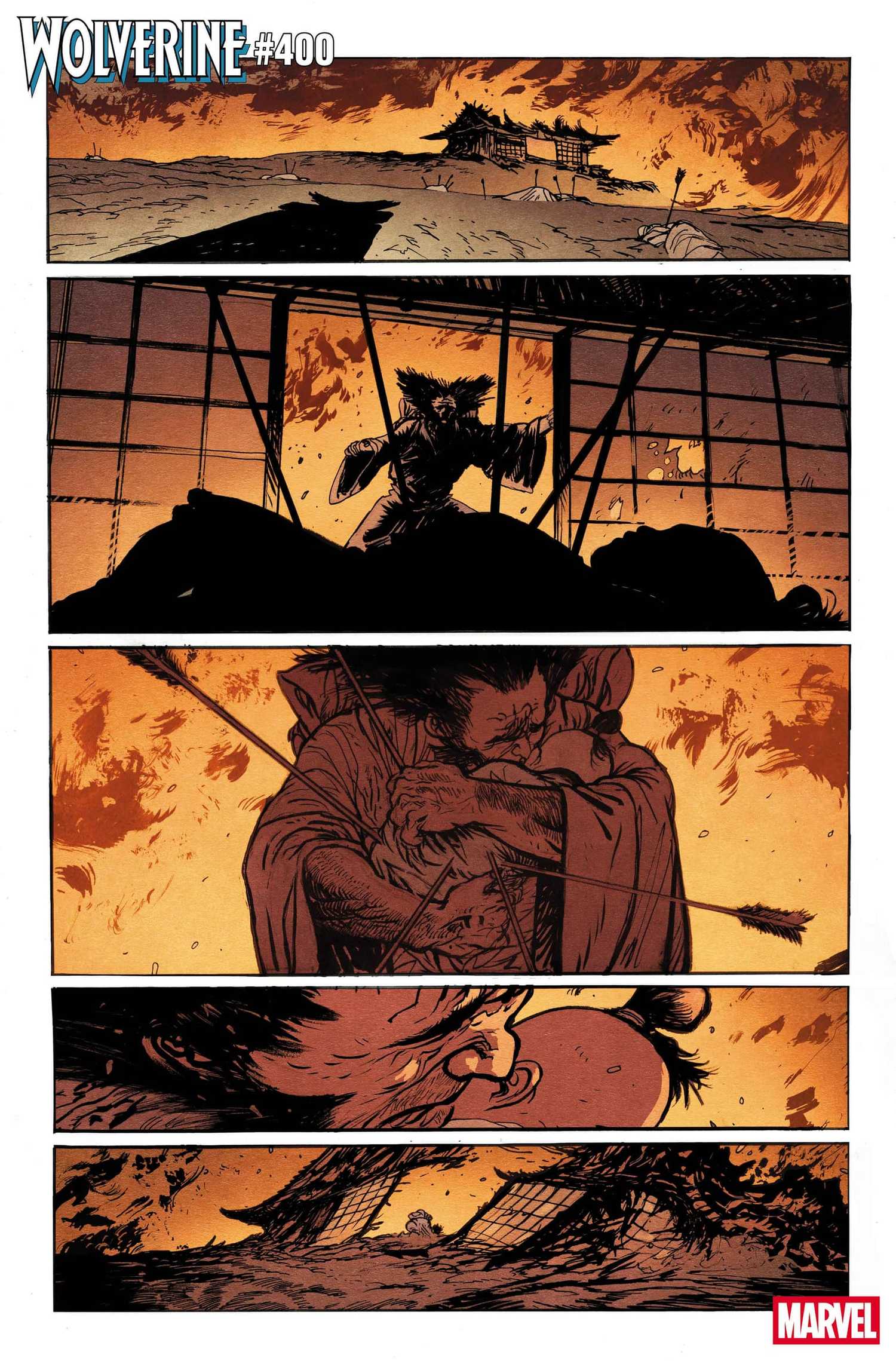 Wolverine #400 backup story page by Daniel Warren Johnson - the death of Itsu