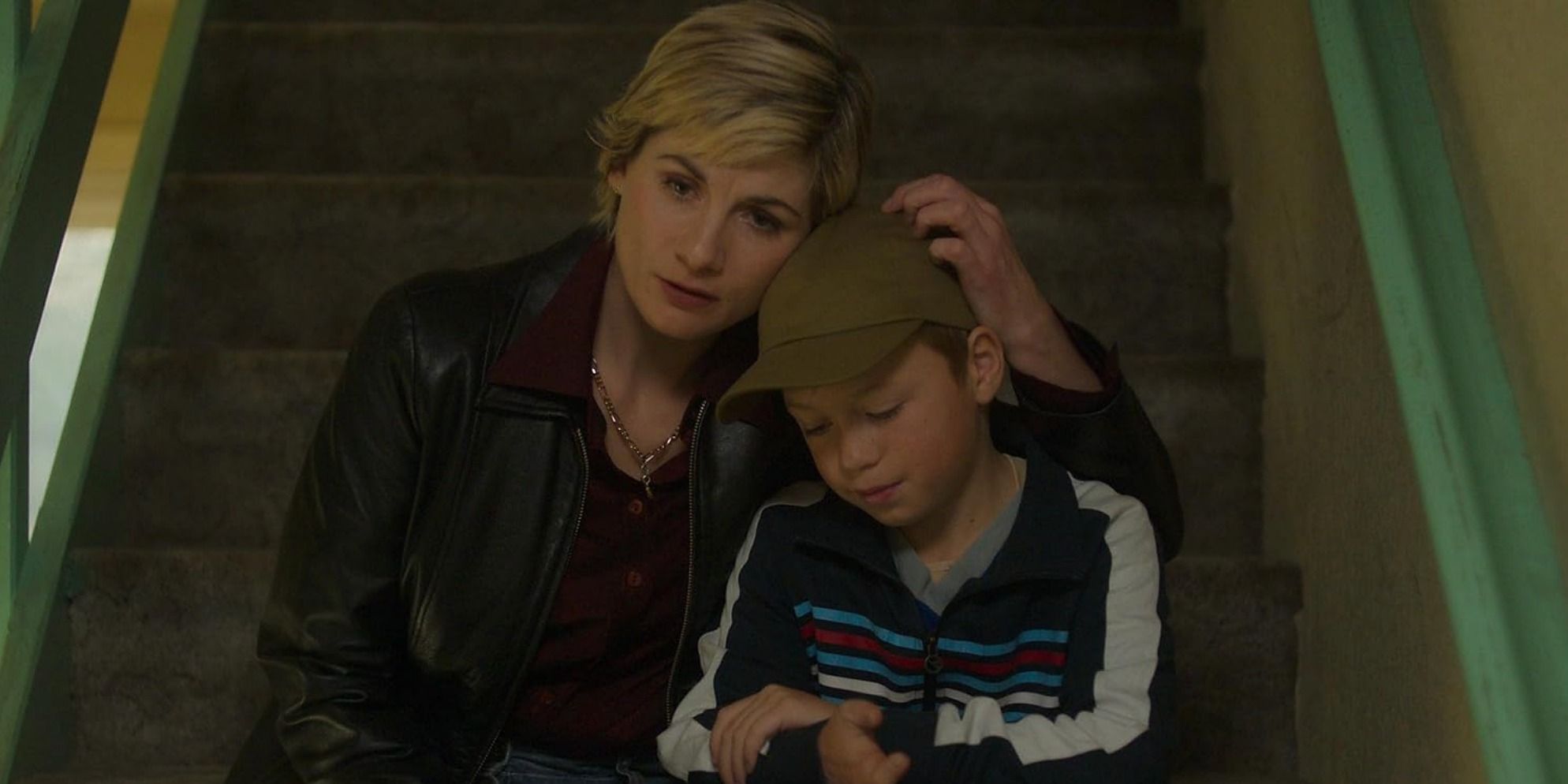 Susan (Jodie Whittaker) and her son Connor sitting together in Toxic Town