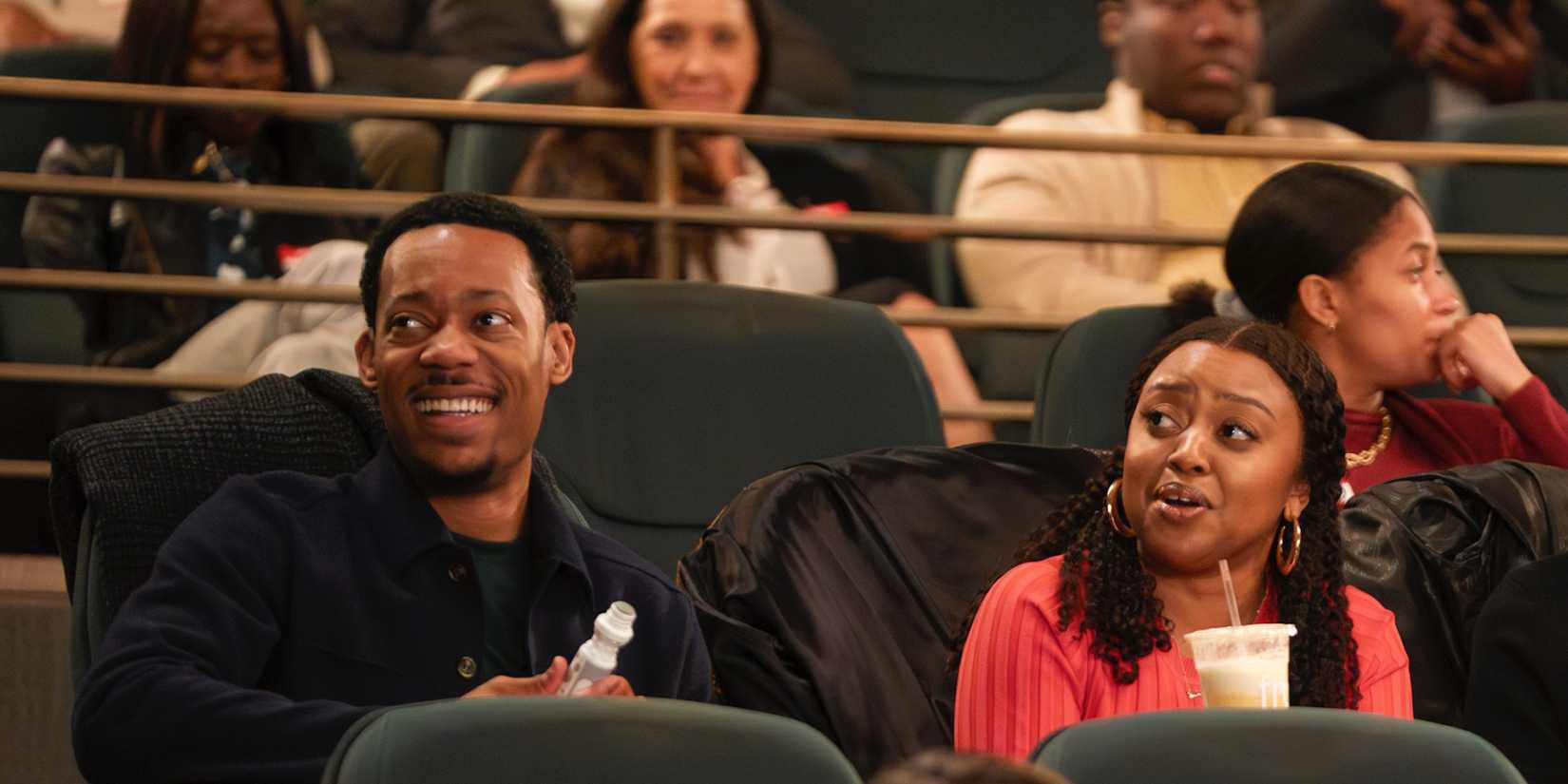 Gregory (Tyler James Williams) and Janine (Quinta Brunson) in Abbott Elementary season 4, episode 14.