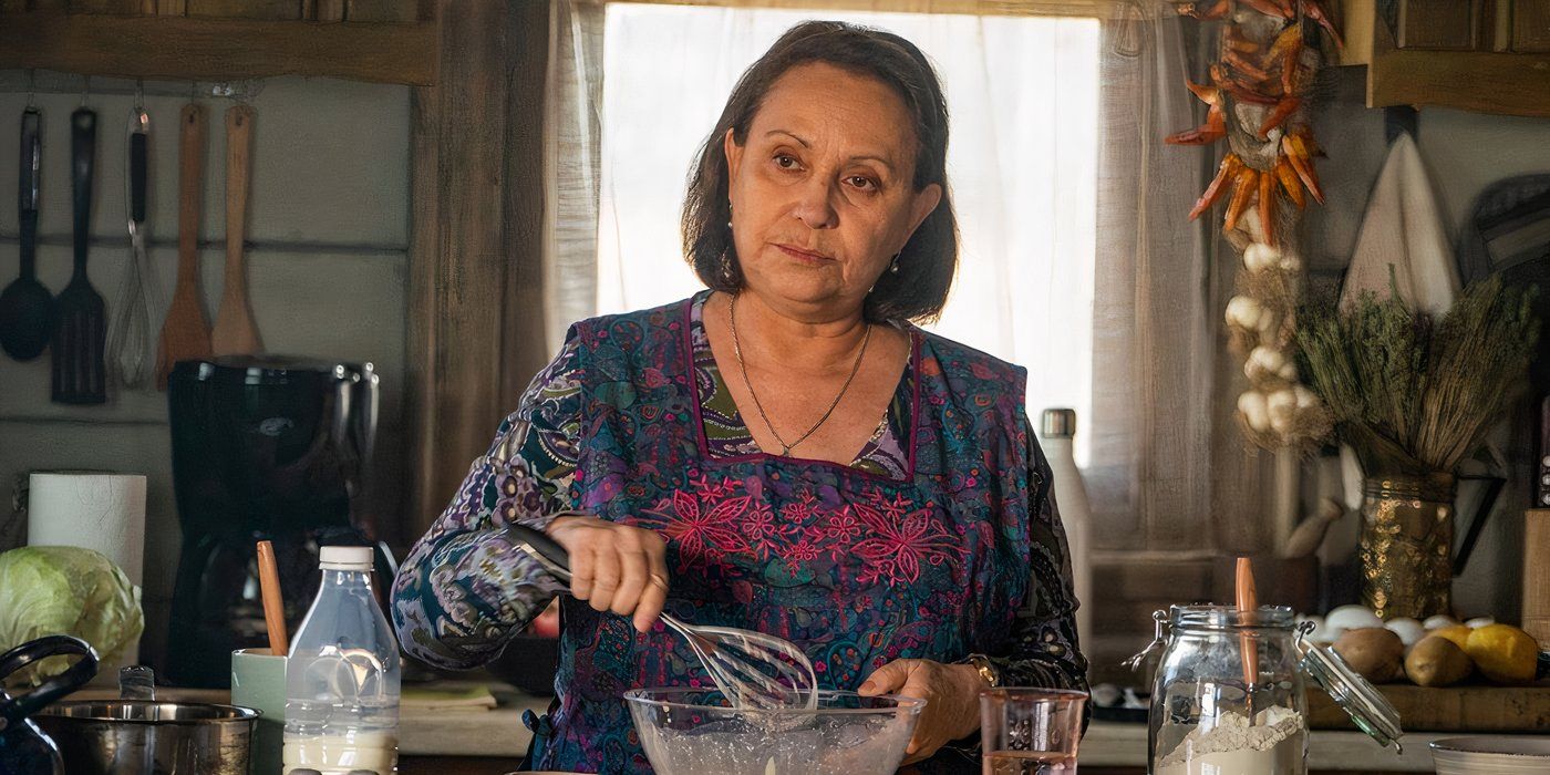 Adriana Barraza As Maria Beltran in the kitchen in Rambo Last Blood