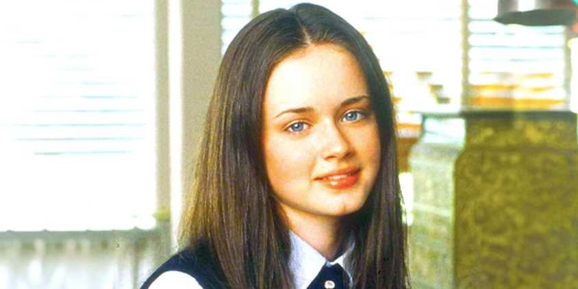 Alexis Bledel's Rory smiles in her Chilton uniform from Gilmore Girls A Year in the Life