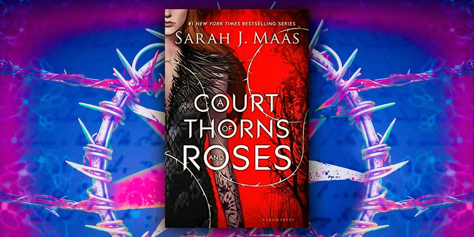 A Court of Thorns and Roses book cover purple background