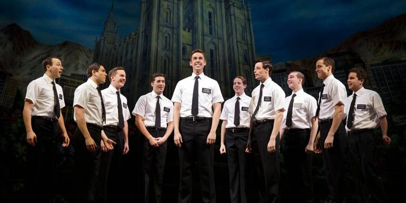 All the missionaries singing together in The Book of Mormon.