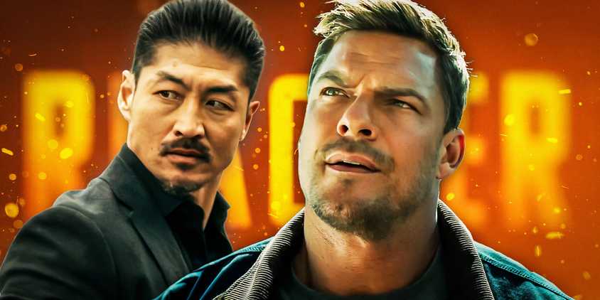 Brian Tee as Quinn and Alan Ritchson as Reacher against a Reacher title background