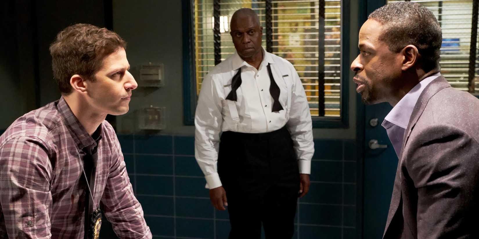 Andy Samberg facing off against Sterling K Brown in Brooklyn Nine Nine