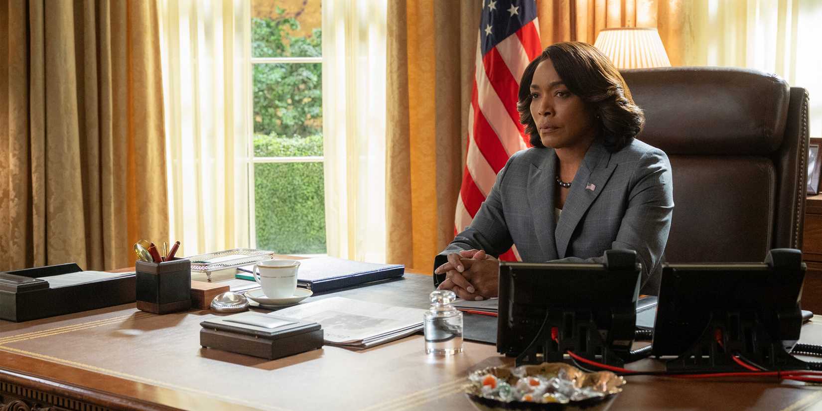 Angela Bassett looking thoughtful as the president in Zero Day