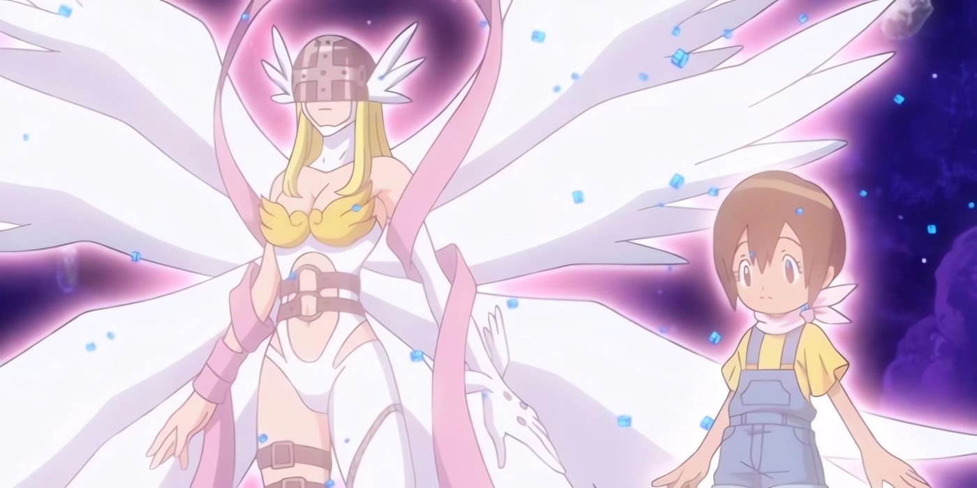 Angewomon and Kari standing side by side in the 2020 remake.