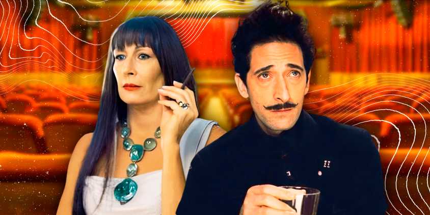 Anjelica Huston in Life Aquatic and Adrien Brody in The Grand Budapest Hotel