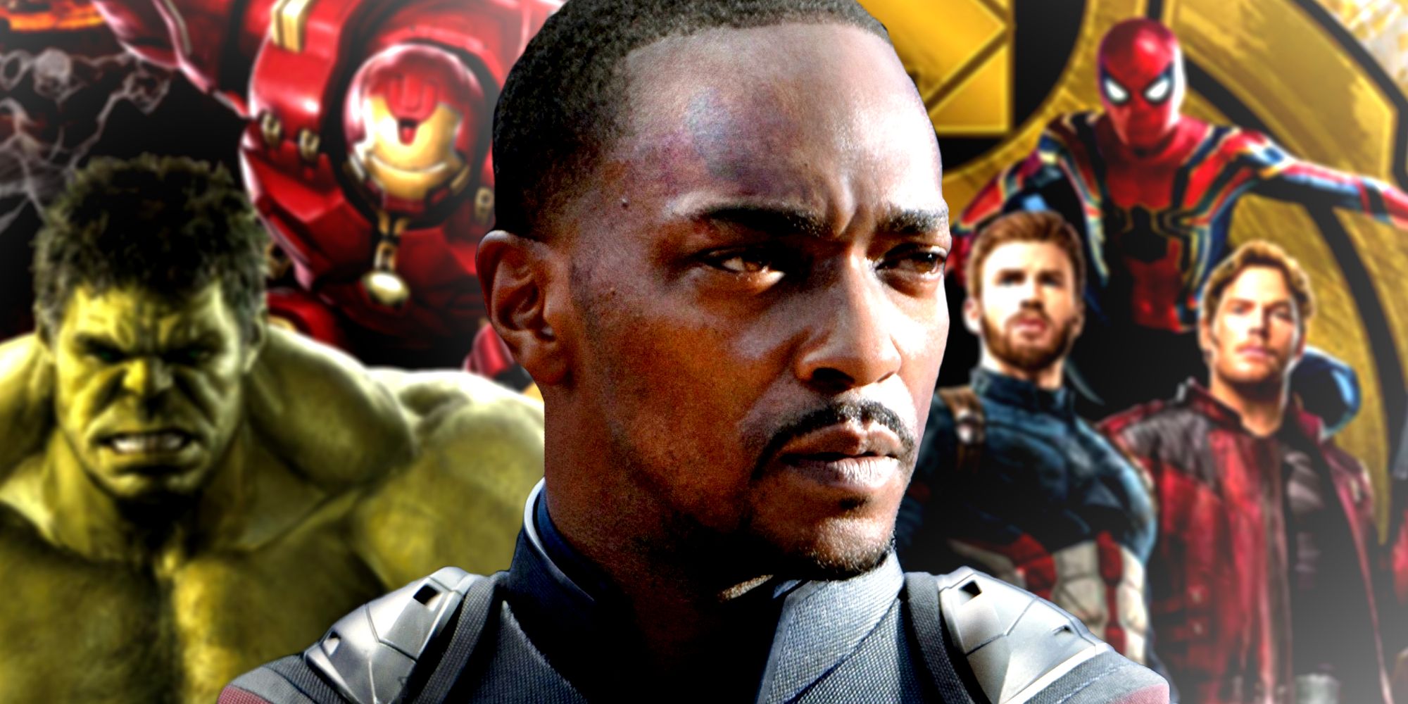 Anthony Mackie's Sam Wilson looks to the horizon in front of the MCU Avengers in Captain America_ Brave New World