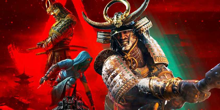 Yasuke readying his weapon next to Naoe and Yasuke from Assassin's Creed Shadows.