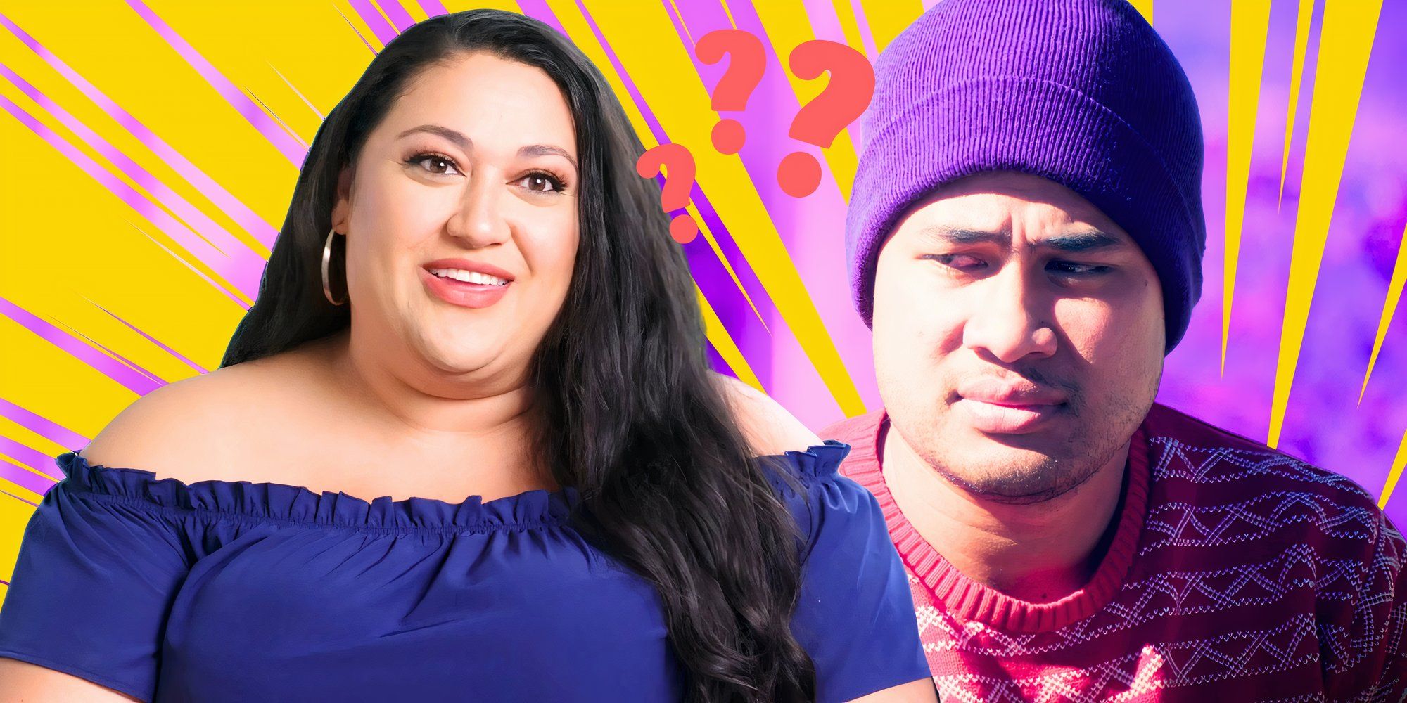Asuelu Pulaa looking sad beanie Kalani Faagata smiling wearing blue top 90 Day Fiancé