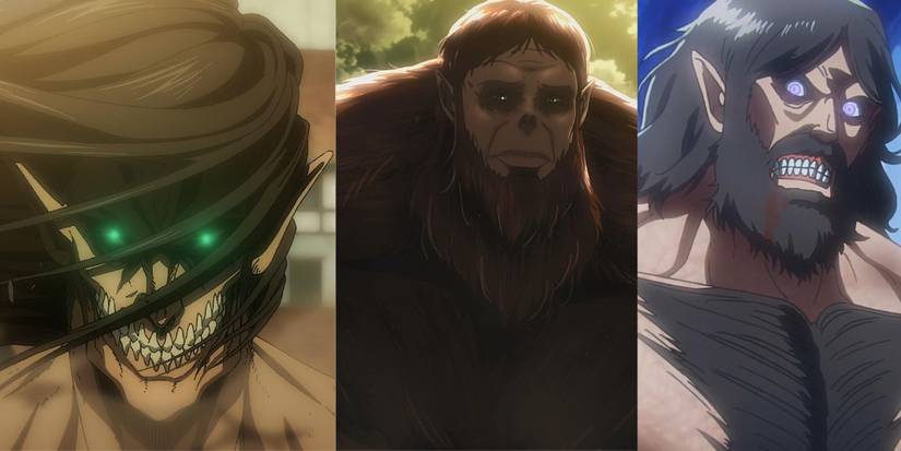 The Attack Titan, Beast Titan, and Former Attack Titan
