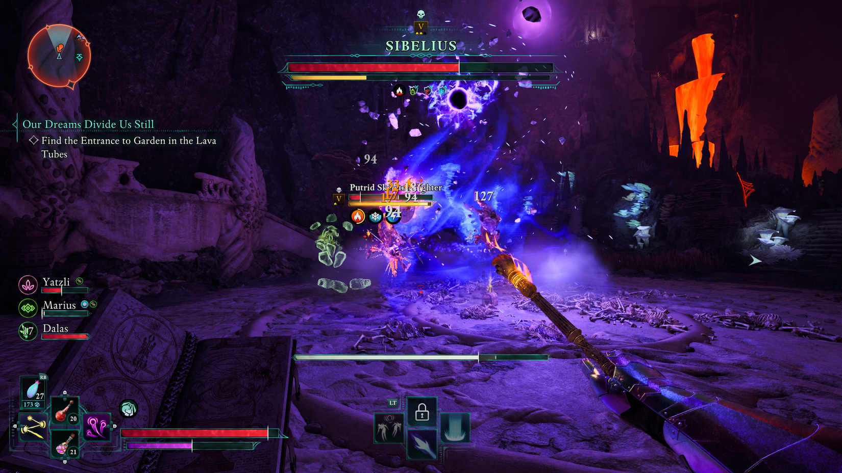 Avowed screenshot of a boss fight against an enemy called Sibelius.