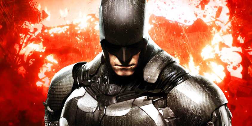 Batman from Batman Arkham game with a fire