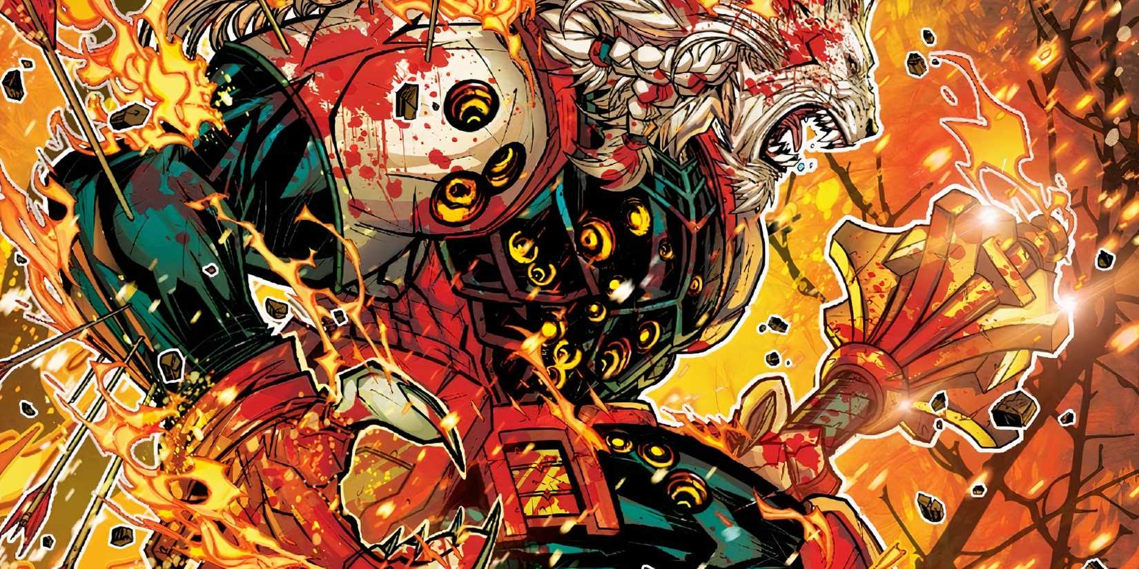 Battle Beast Mid Battle on Fire and Shot Image