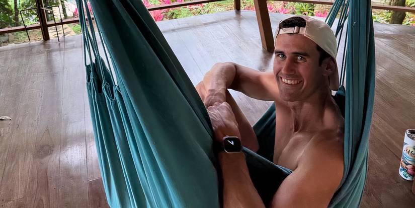 Beast games Gage Gallagher in a hammock