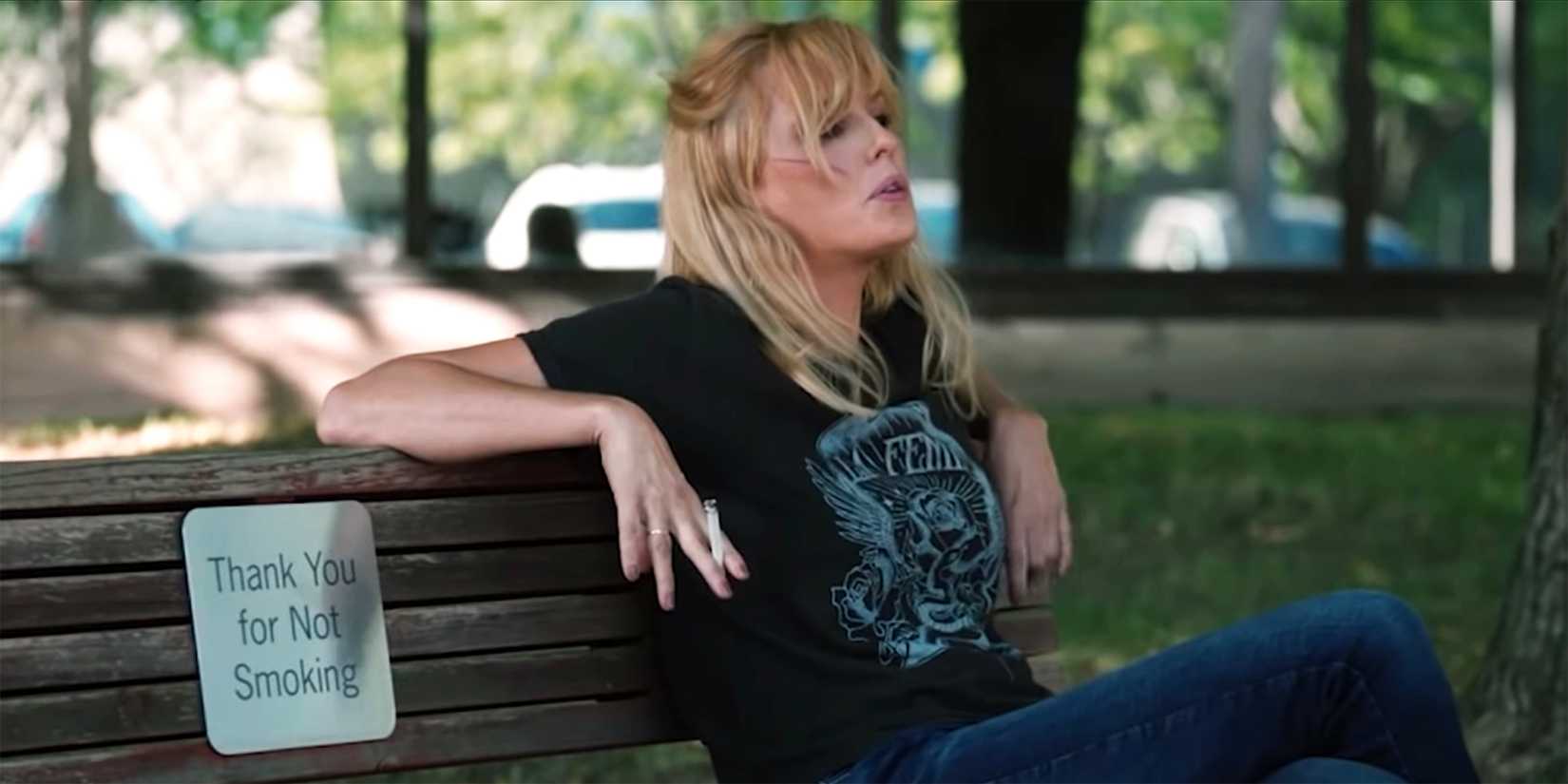 Beth smokes in Yellowstone