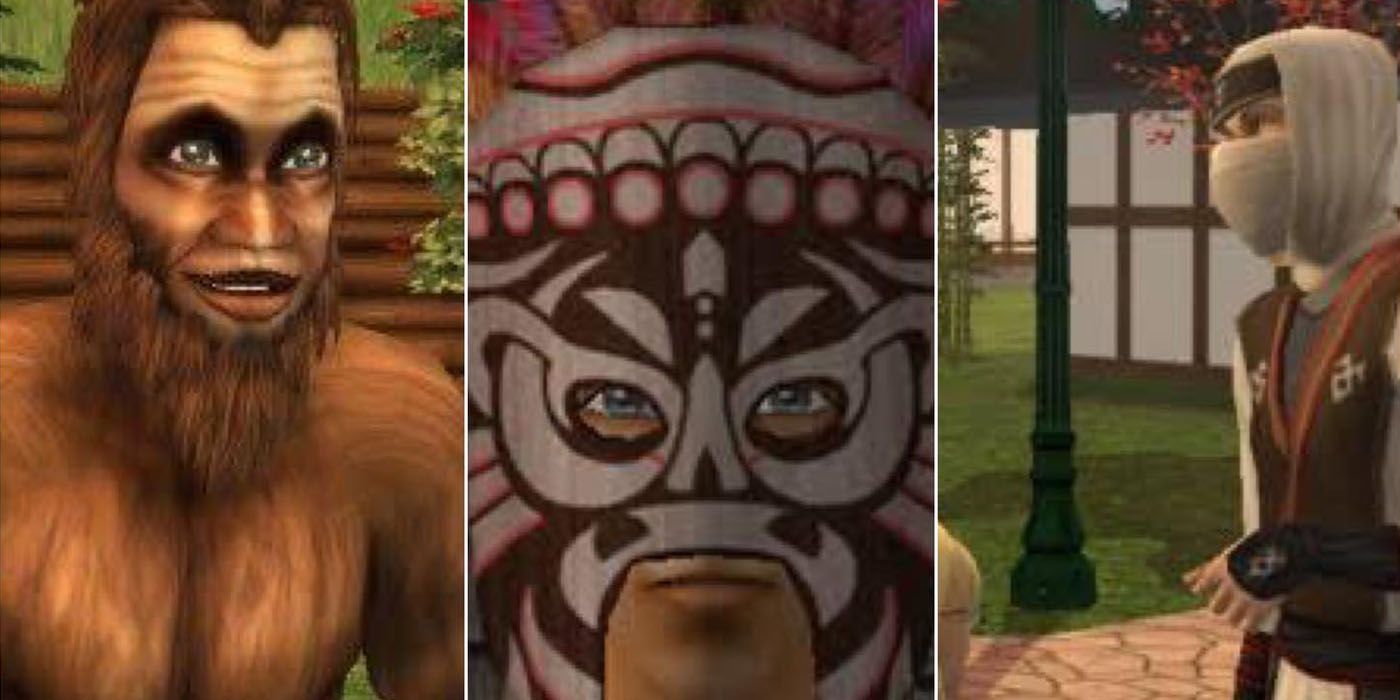 Bigfoot witch doctor and ninja in the Sims 2