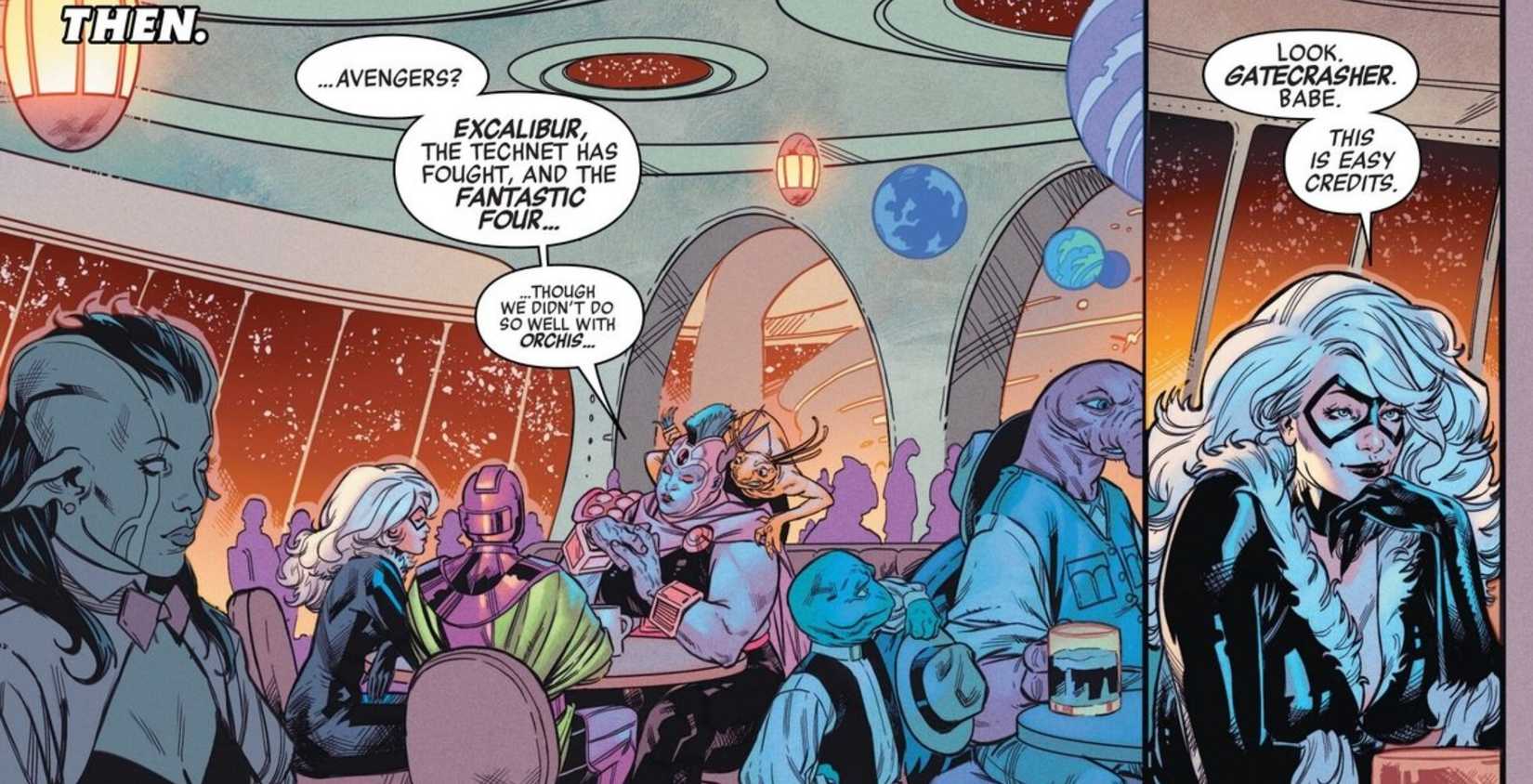 Black Cat and Kang hire technet to harass the Avengers in Avengers (2023) #23