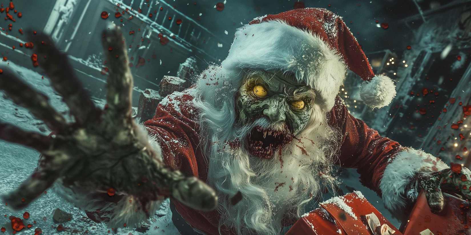 A zombie wearing a Santa Claus outfit in Call of Duty: Black Ops 6.