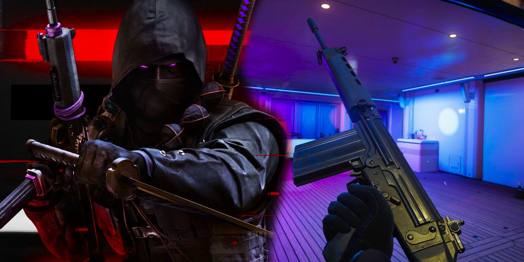 Black Ops 6 Nocturne Operator Next To The TR2 Weapon From The Shadow Hunt Event