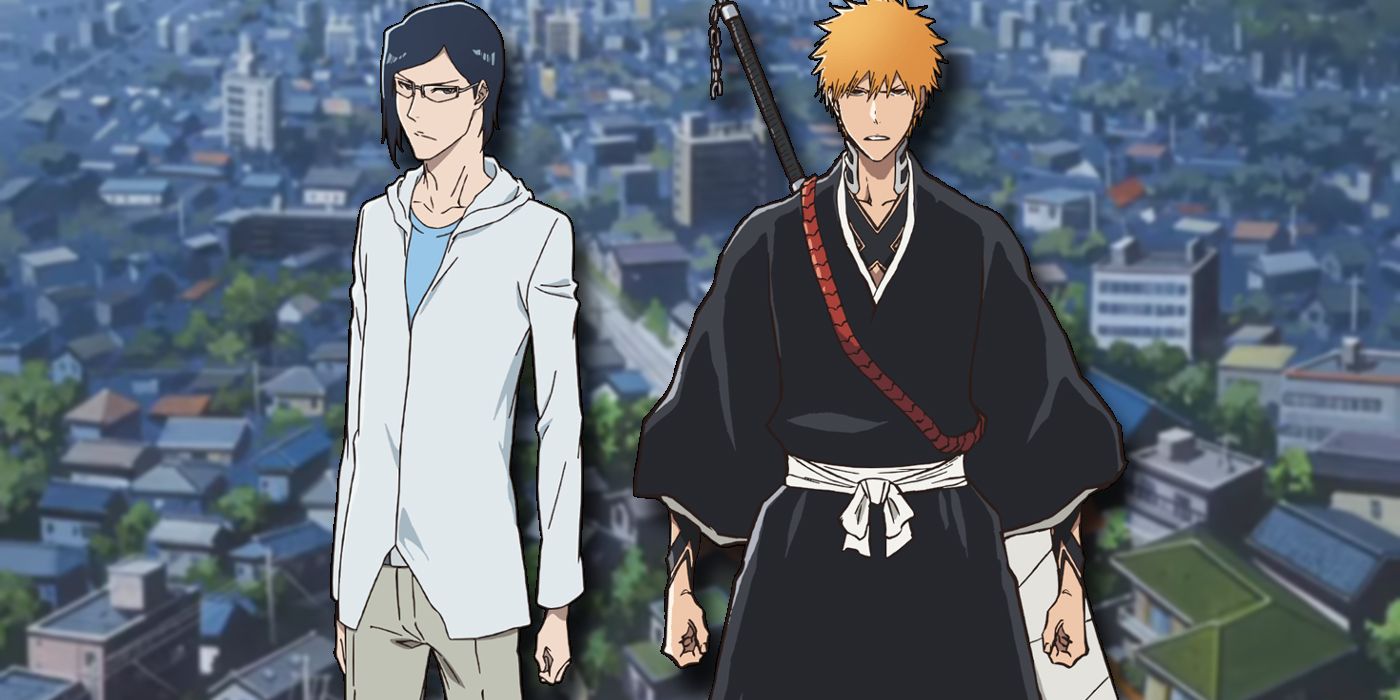 Uryu and Ichigo in front of Karakura Town.