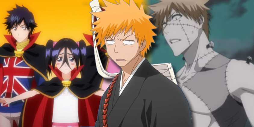 Ichigo in front of himself as a Frankenstein monster and Tatsuki, Ururu, and Chizuru in capes.