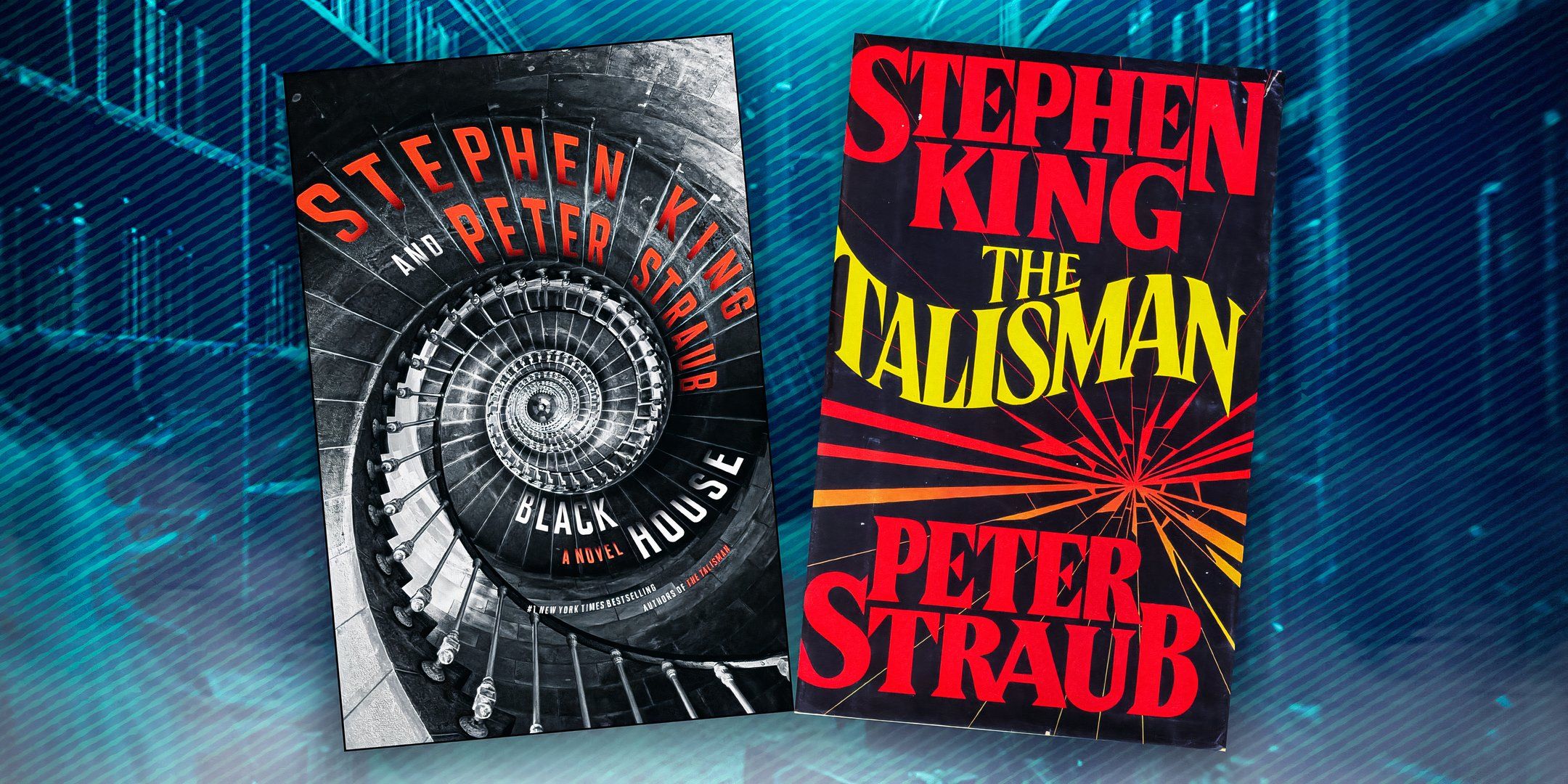 The book cover imagery for The Talisman and Black House by Stephen King and Peter Straub.