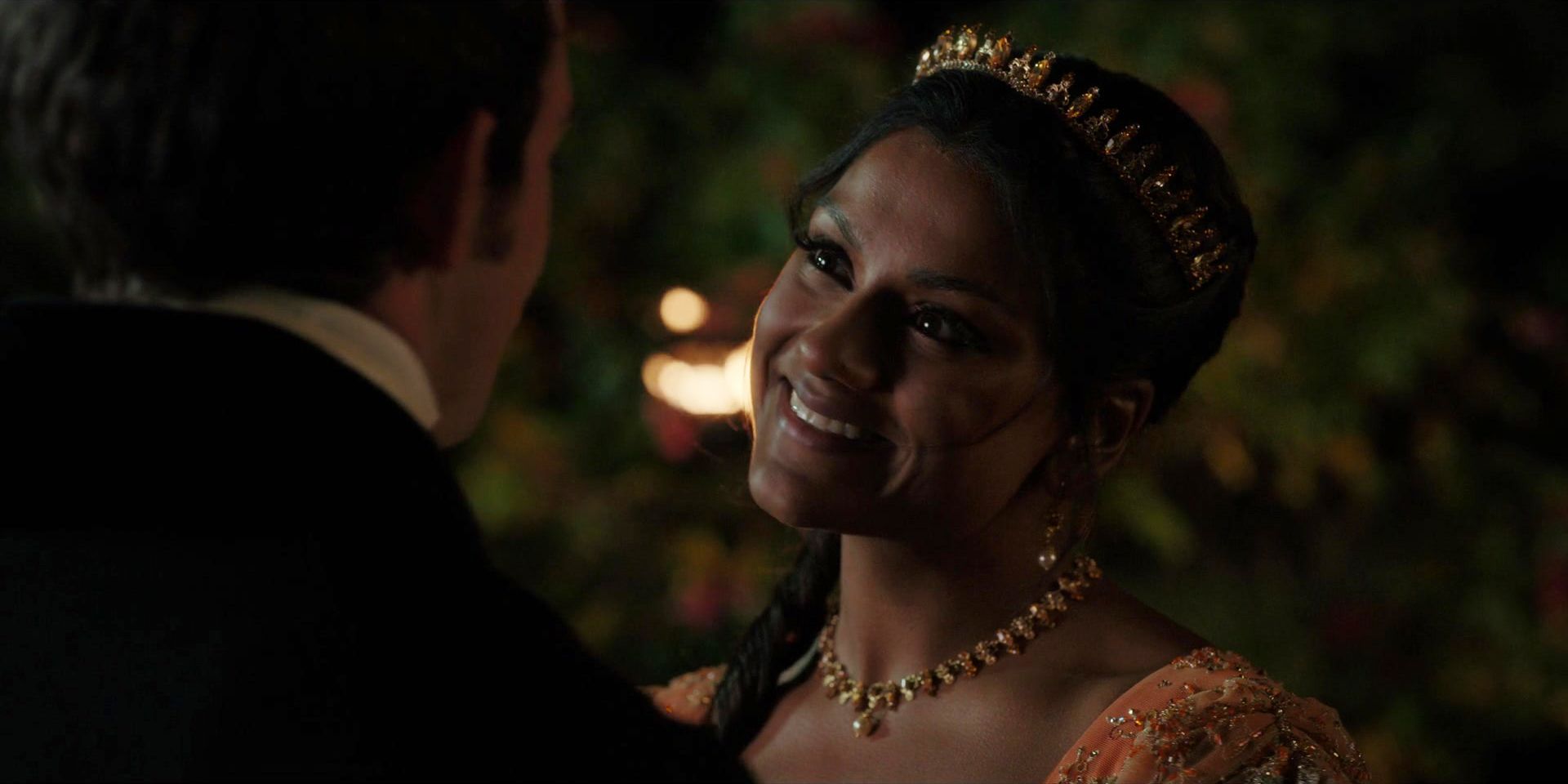 Kate Sharma (Simone Ashley) Smiling At Anthony Bridgerton In Bridgerton Season 2, Episode 8, "The Viscount Who Loved Me"