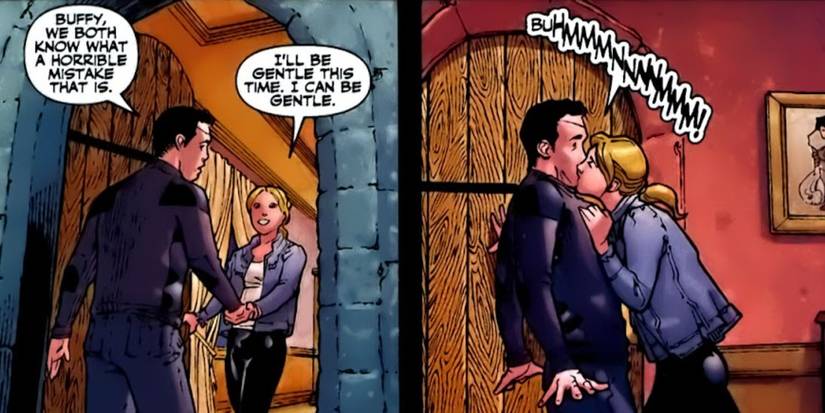 Buffy Summers kisses Xander Harris in Buffy the Vampire Slayer Season Eight #2