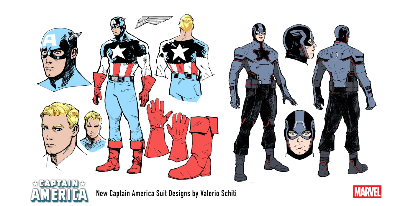 Captain America's promotional designs by Valerio Schiti