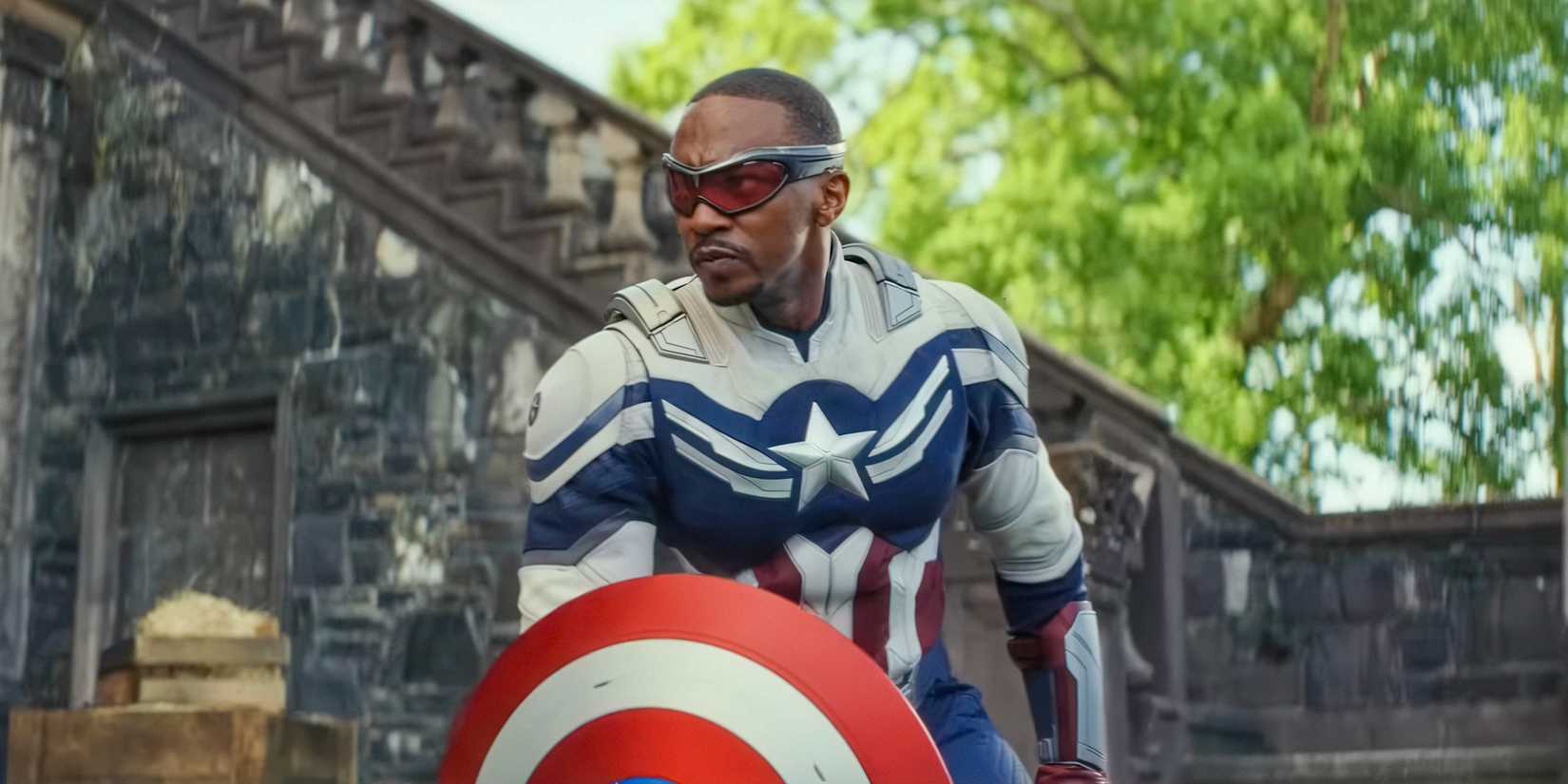 Anthony Mackie as Sam Wilson's Captain America in new armor in Captain America Brave New World