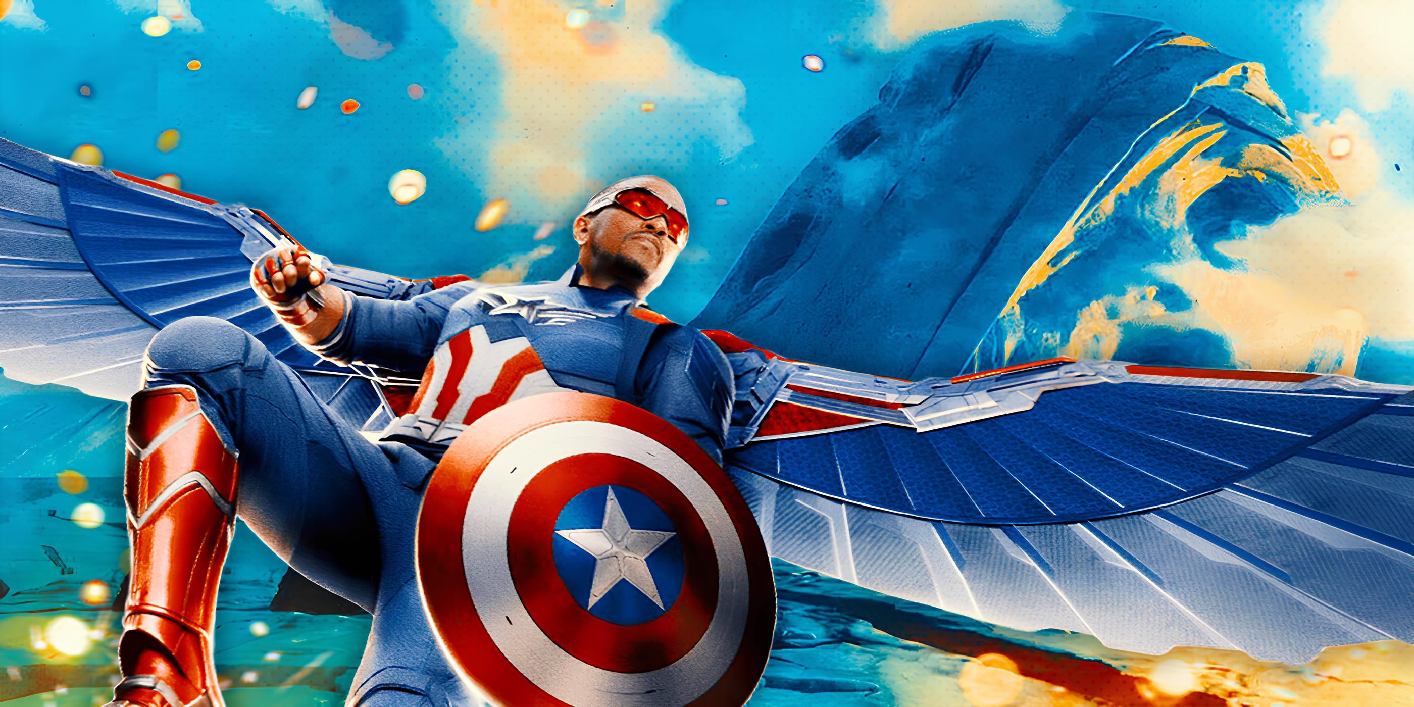 Sam Wilson as Captain America in front of the ᴅᴇᴀᴅ Celestial in Captain America: Brave New World