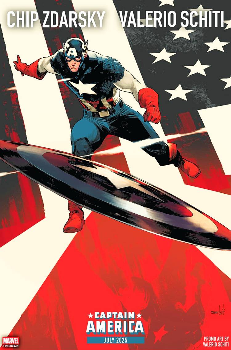 Captain America, new series teaser image, Cap throwing his shield at the reader