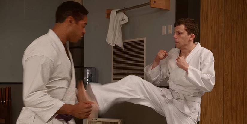 Casey practicing karate in The Art of Self-Defense