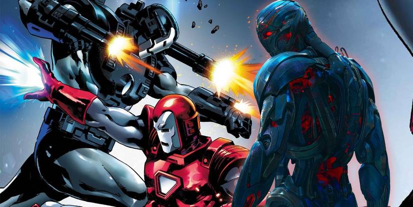 West Coast Avengers #4 art by Anand Ramcheron with War Machine and Iron Man plus MCU Ultron overlayed