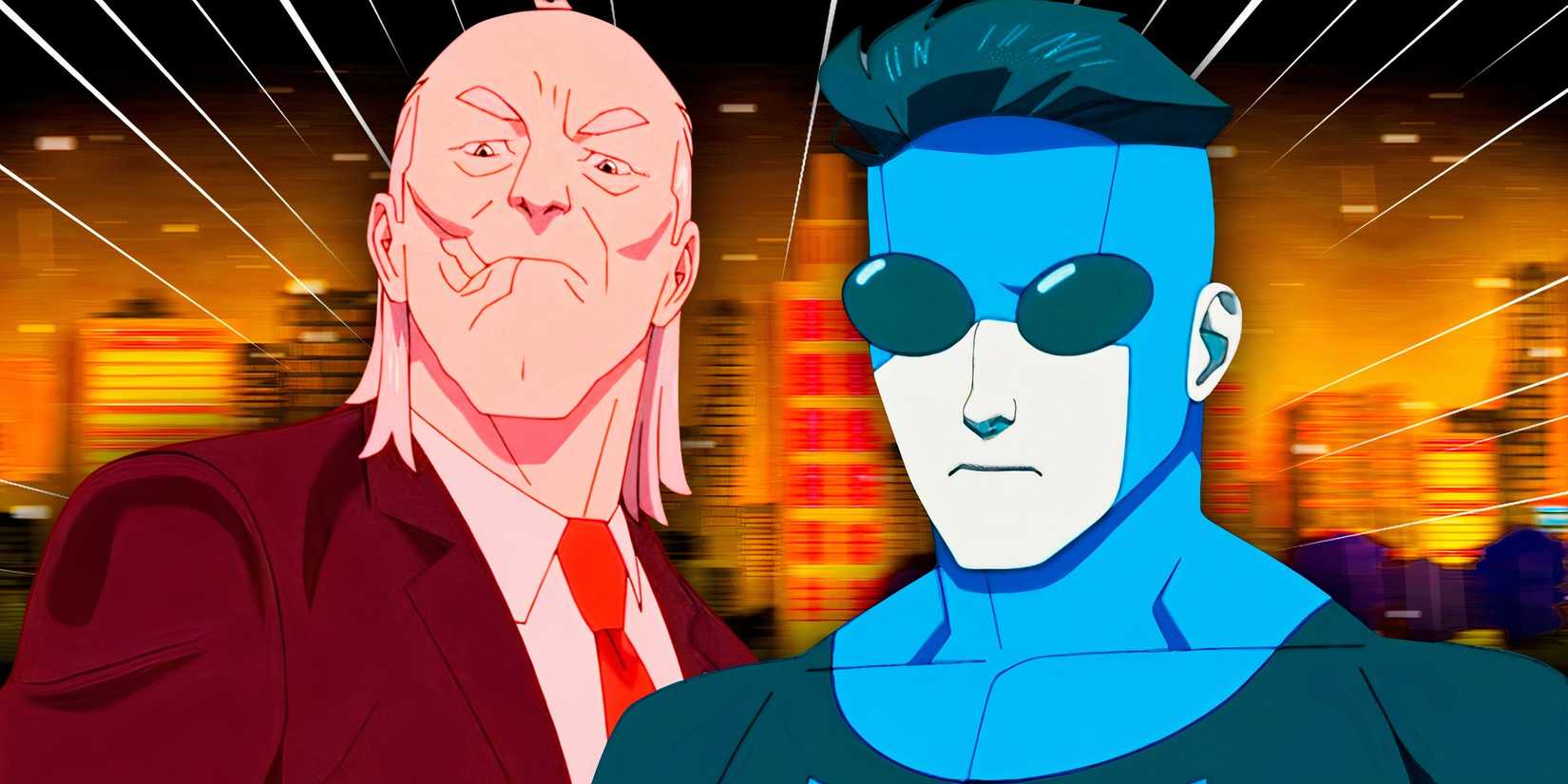 Cecil and Mark in his blue costume in Invincible.