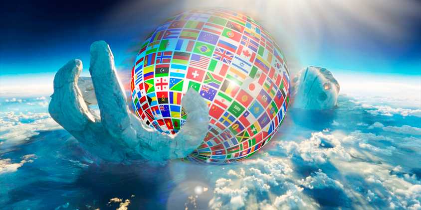 Celestial frozen in the ocean from Eternals, and flags of the world