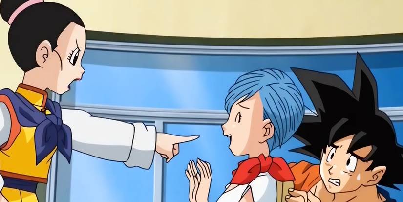 Chi-Chi screams at Goku for trying to go and train with Whis.